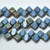 Silky Beads 6mm Table Cut Opaque Blue Picasso, 20 Beads Czech Glass
