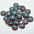12mm SunflowerTable Cut Aqua Picasso Gold Wash, 10 Beads Czech Glass