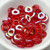 15 Beads - 10mm Ring, Red AB, Czech Glass
