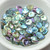 30 Beads - Rose Petal 8x7mm - Crystal Green Rainbow - Czech Glass