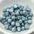 20 Beads - Cabochon 6mm 2-Hole Chalk Baby Blue Luster, Czech Glass