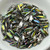 3x11mm Dagger Crystal Vitrail, 25 Beads, Czech Glass
