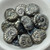 17x13 Ammonite Shell Jet Silver Picasso, 6 Beads Pressed Czech Glass