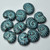 17x13 Ammonite Shell Jet Picasso Turquoise Inlay, 6 Beads Czech Glass