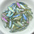 5x16mm Dagger Crystal Green Rainbow, 25 Beads Czech Glass