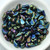 Paisley Duo Two Hole Jet Green Iris, 30 Beads Czech Glass