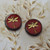 17mm Coin Table Cut Dragonfly Red Opal Picasso Gold Inlay, 2 Beads