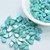 5x8mm Amos® par Puca® Two Hole Drop Shape (30 Beads) Opaque Green Turquoise AB - Czech Glass