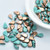 5x8mm Amos® par Puca® Two Hole Drop Shape (30 Beads) Opaque Green Turquoise Capri Gold - Czech Glass