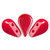 5x8mm Amos® par Puca® Two Hole Drop Shape (30 Beads) Opaque Coral Red Luster - Czech Glass