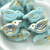 11x22 mm Bird - 2 Beads - Baby Blue, AB, Gold Wash - Czech Glass
