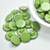 10 Pieces - 14mm Button Opaque Green Silky Burst, Glass Shank - Czech Glass