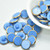 10 Pieces - 14 mm Button Opaque Blue Silky Burst, Glass Shank - Czech Glass
