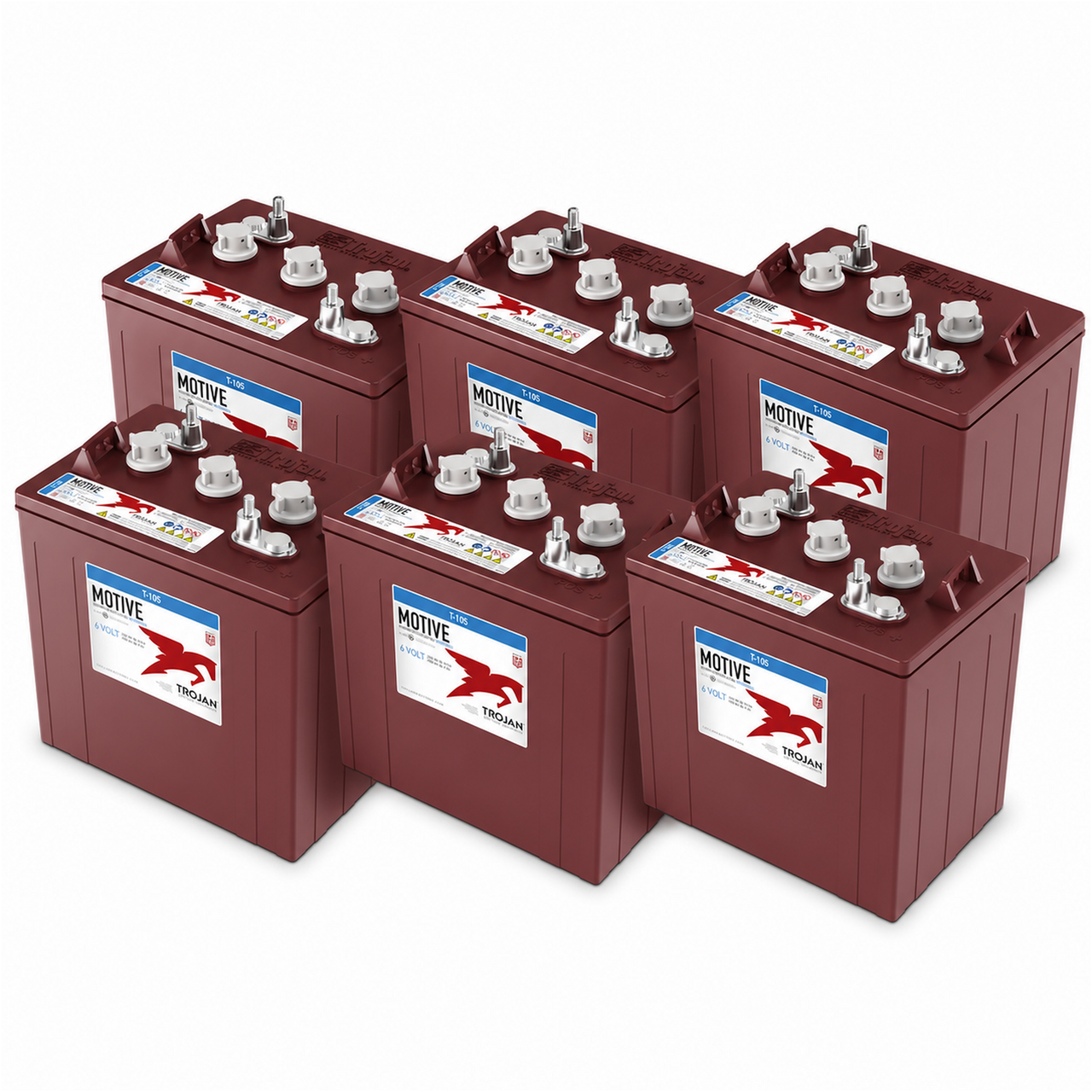Windsor Industries Incorporated S 262 36V Complete Battery Pack – T105, 6 Batteries — Trojan T105 6-battery 36V complete battery pack