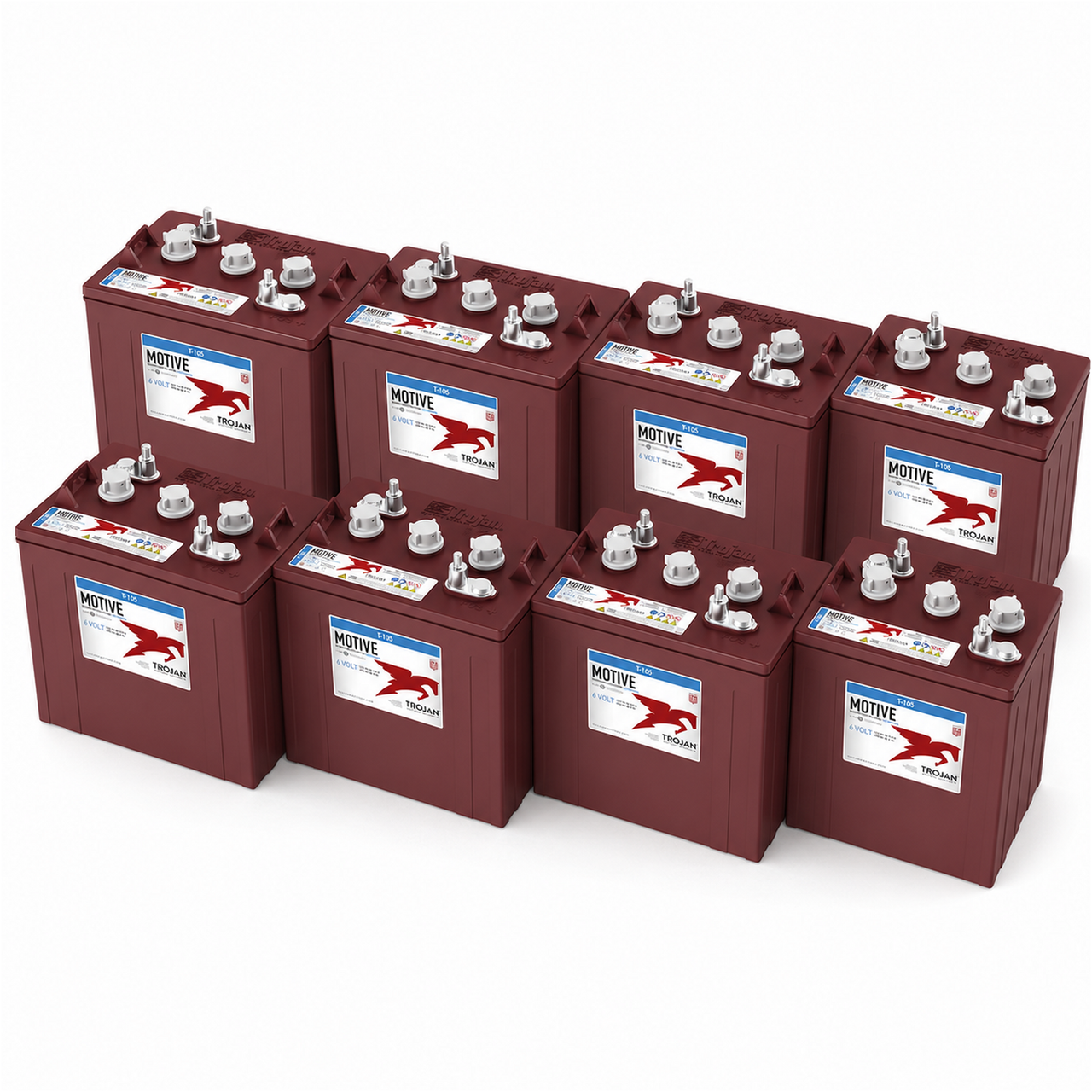Columbia BC4-25XB 48V Complete Battery Pack – T105, 8 Batteries — Trojan T105 8-battery 48V complete battery pack