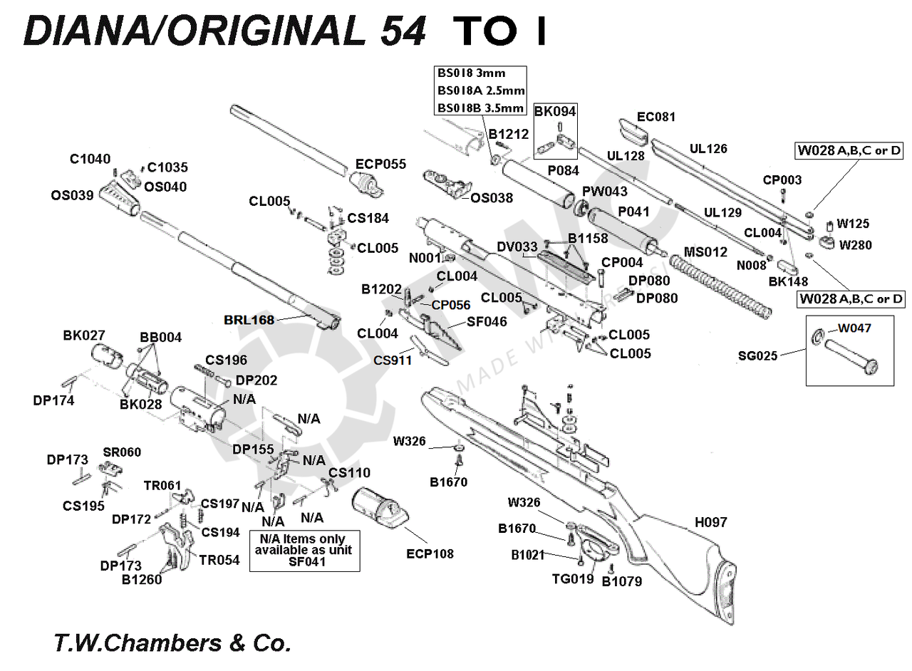 Airgun Spares Diana Original Gecado To T W Chambers Co