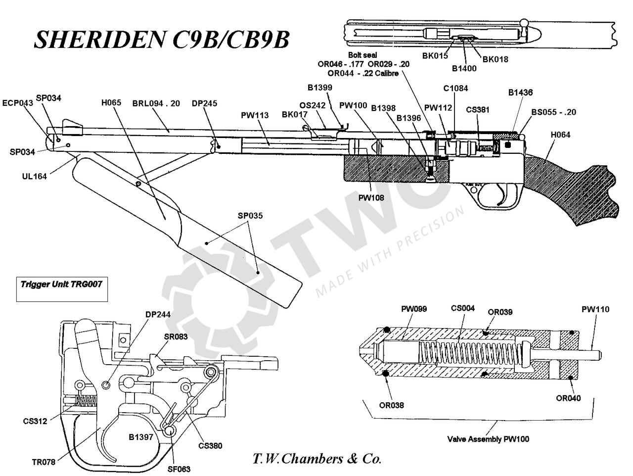 Airgun Spares Sheridan C9B (Blue Streak) Page 2 T. W. Chambers & Co