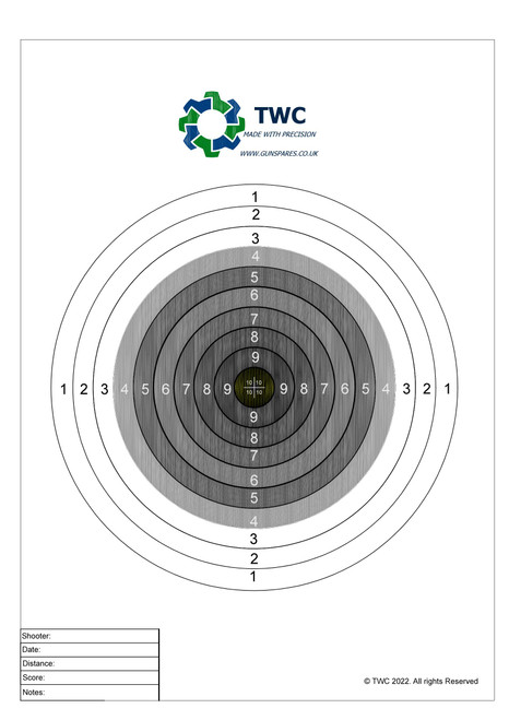 TWC Grey & White Portrait Target with Scoring Box TWC Grey & White Portrait Target with Scoring Box