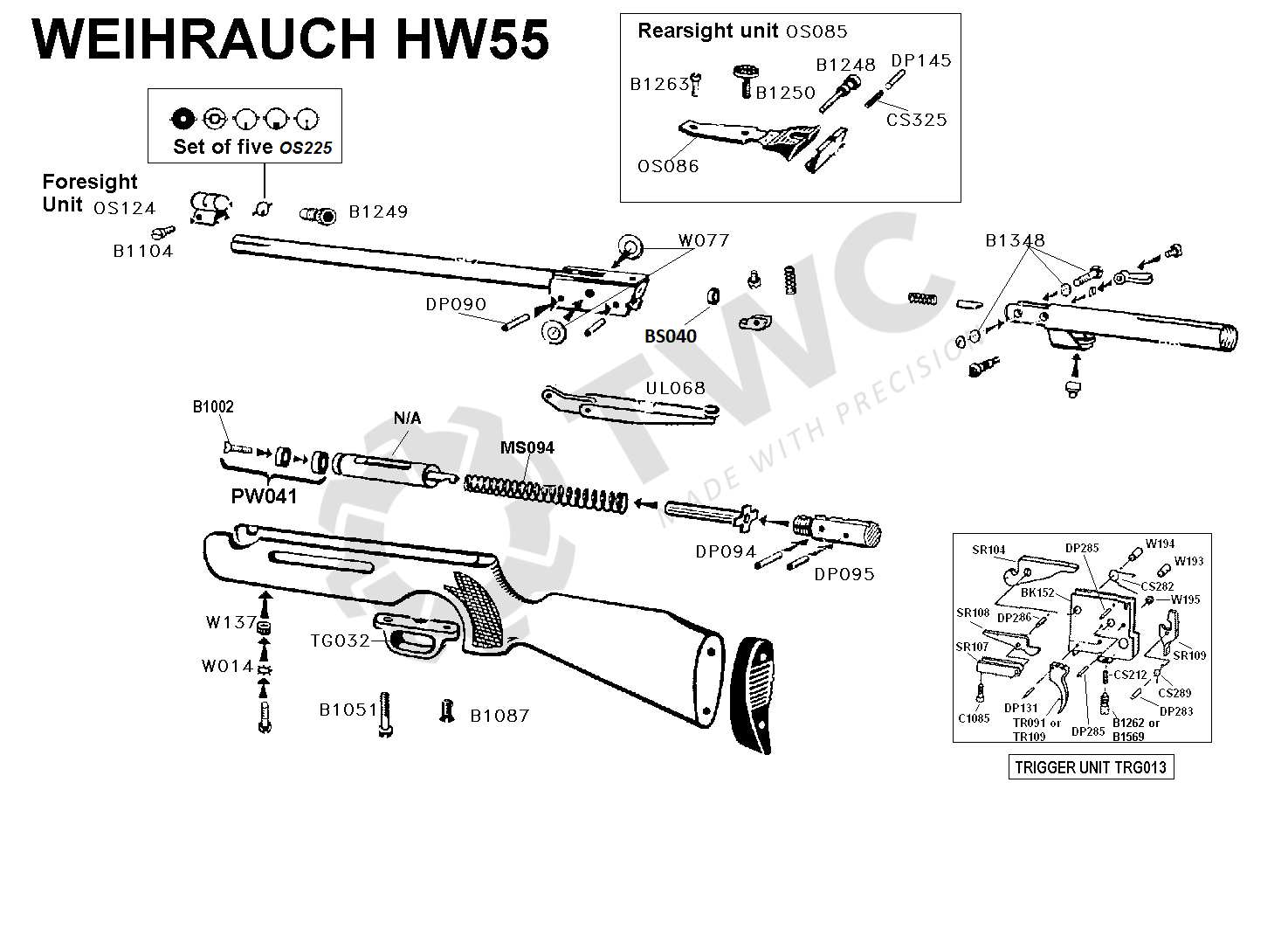 Airgun Spares - Weihrauch - HW55 - T. W. Chambers & Co