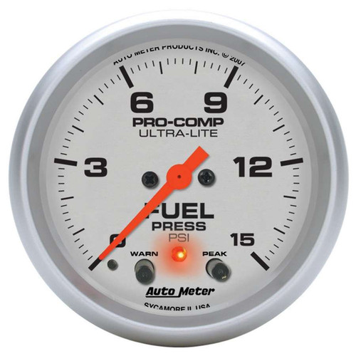 2-5/8in U/L Fuel Press. Gauge w/Peak & Warning ATM4470