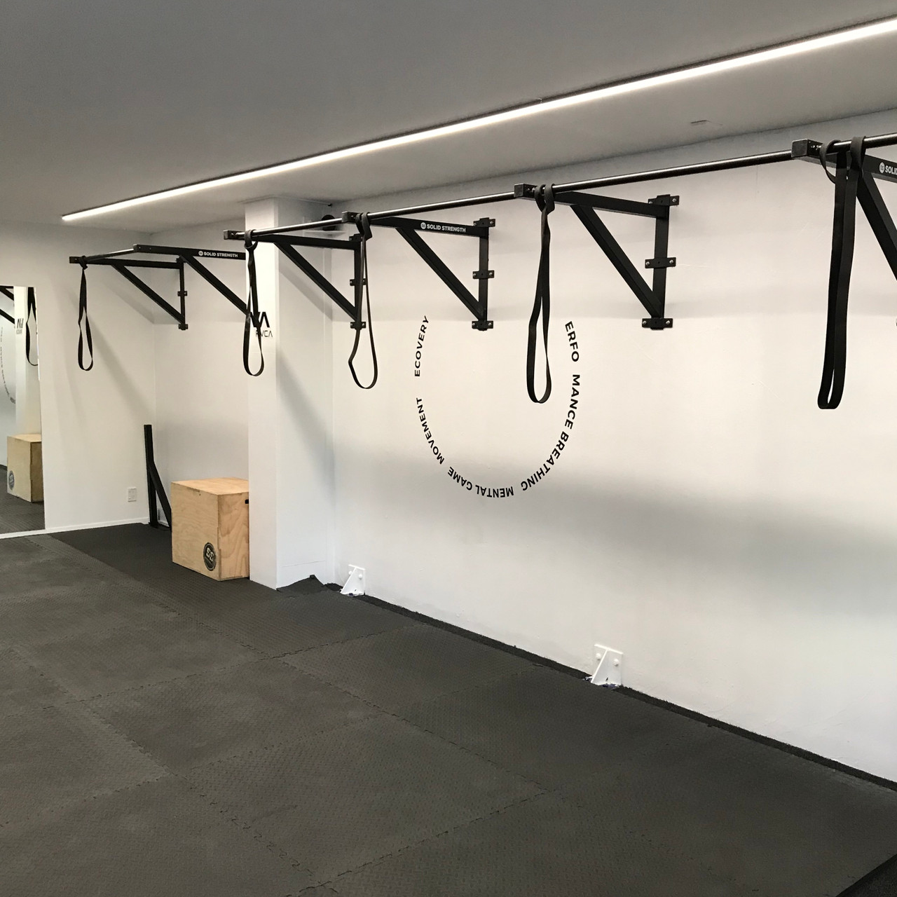 Wall mounted pull up bar