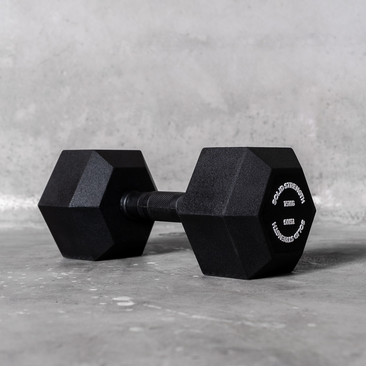 Solid Strength 9kg Rubber Coated Hex Dumbbell (x1) SOLID
