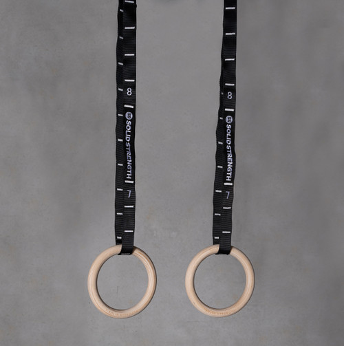 Solid Strength Wooden Gymnastics Rings with Competition Straps