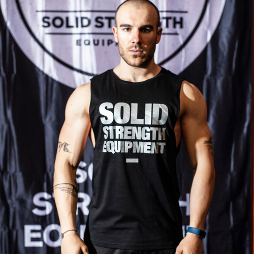 Solid Strength Unisex Tank Black (Silver Print)