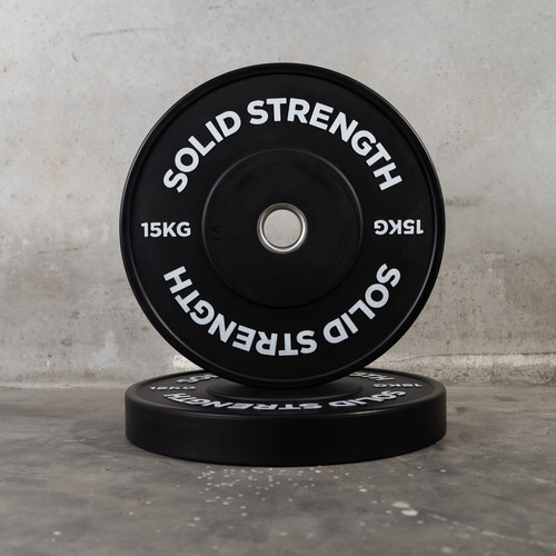 Solid Strength 15kg Black Olympic Bumper Plates V2 (pair)