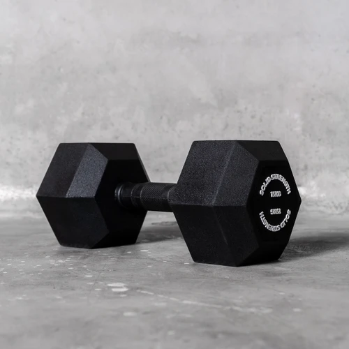 Solid Strength 5kg Rubber Coated Hex Dumbbell (x1)