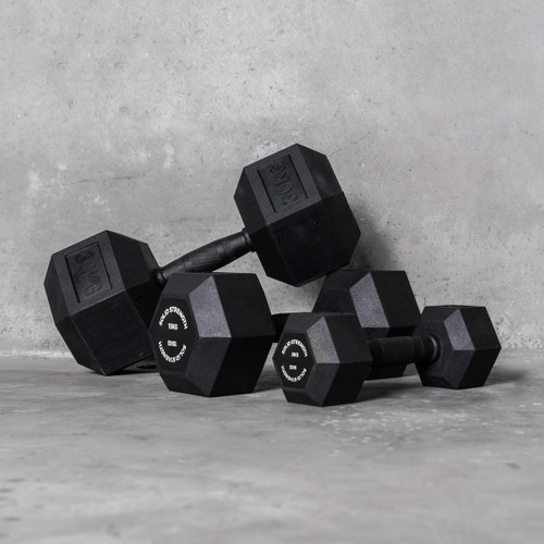 Solid Strength 27.5kg Rubber Coated Hex Dumbbell (x1)