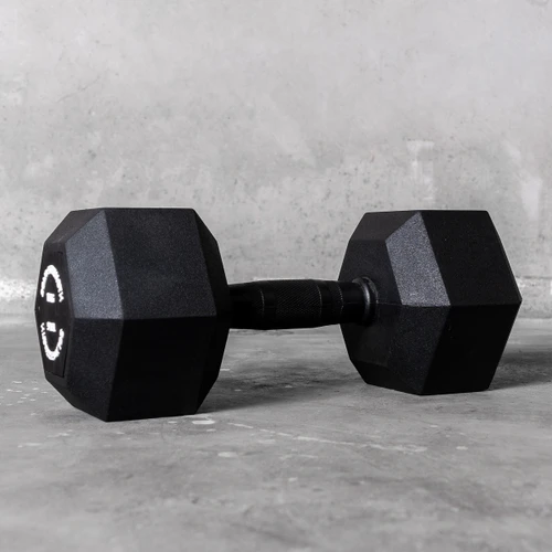 Solid Strength 27.5kg Rubber Coated Hex Dumbbell (x1)