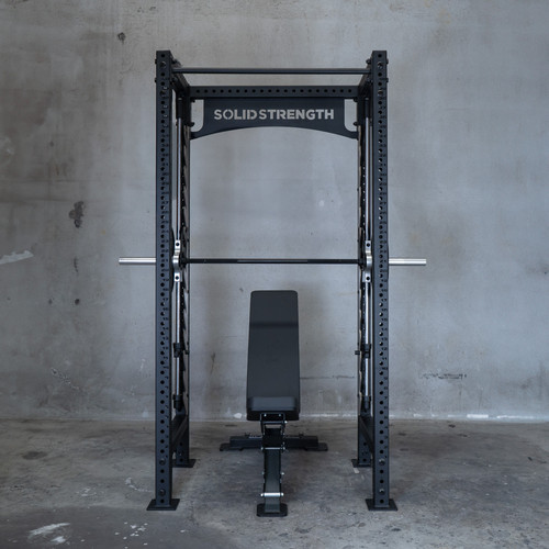 Solid Strength Goliath Smith Machine Power Rack with Pull-up Bar