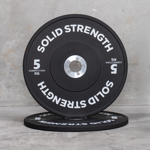 Solid Strength 5kg Black Competition Olympic Bumper Plates V2 (pair)