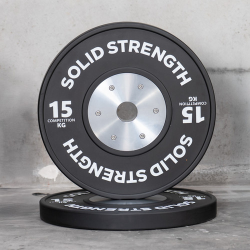 Solid Strength 15kg Black Competition Olympic Bumper Plates V2 (pair)