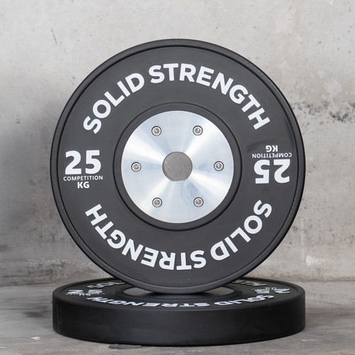 Solid Strength 25kg Black Competition Olympic Bumper Plates V2 (pair)