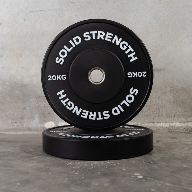 Solid Strength 20kg Black Olympic Bumper Plates V2 (pair)