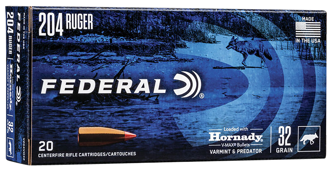 Federal .204 Ruger 32gr V-MAX Brass – 20rd