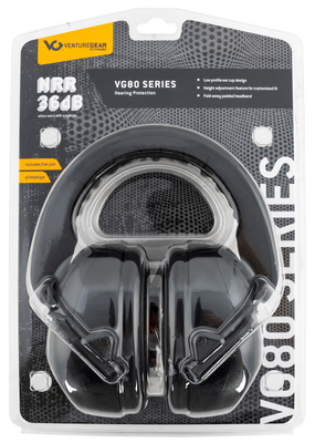 Pyramex Venture Gear, Pyra Vgpm8011c   Earmuffs Black    Nrr26 Clam Pack