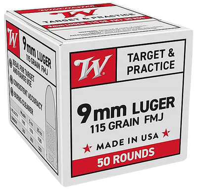 Winchester Ammo , Win W9mm50          9mm     115 Fmj          50/20