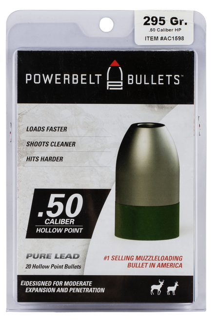 Powerbelt Bullets Pure Lead, Cva Ac1598    Powerbelt  50 295 Ld   15