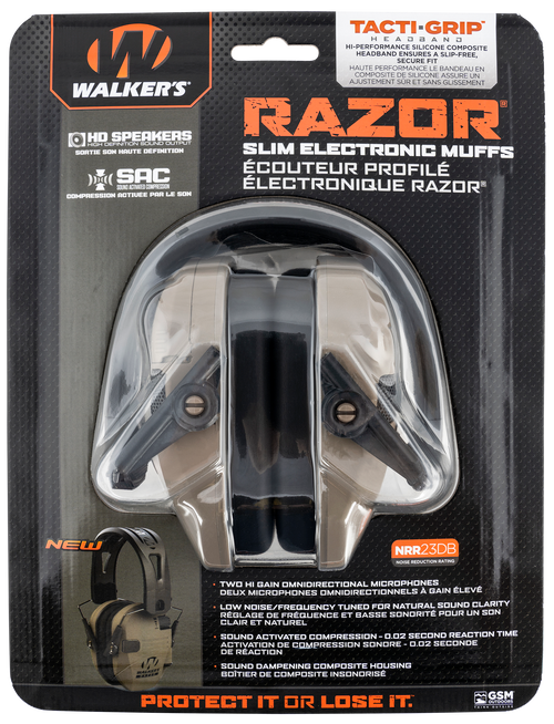 Walkers Game Ear Razor Slim Electronic, Wlkr Gwp-rsemrh-fde    Razr Muff Tacti-grip Fde