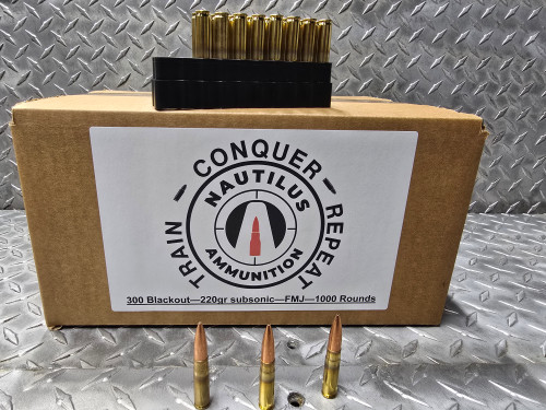 Nautilus Bulk 300 Blkout SubSonic-220Gr Spire point TMJ--New Brass