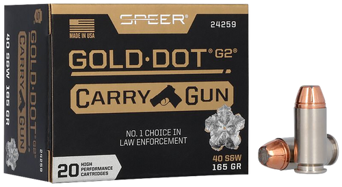 Speer Ammo Gold Dot, Speer 24259   Carry Gun  40s   165 Gdhp      20/10