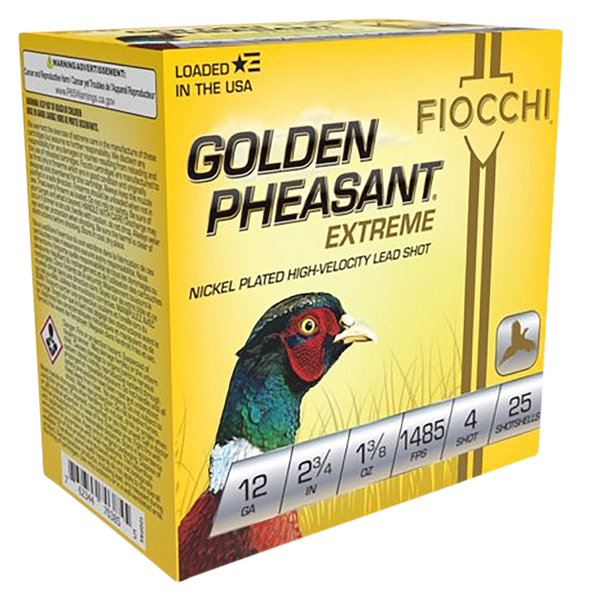 Fiocchi Golden Pheasant, Fio 12gpx4    Gld Phs    12 2.75 4sht   13/8 25/10