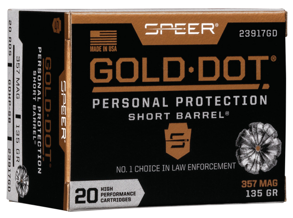 Speer Ammo Gold Dot, Speer 23917gd Gold Dot   357mag 135 Hp Sb   20/10