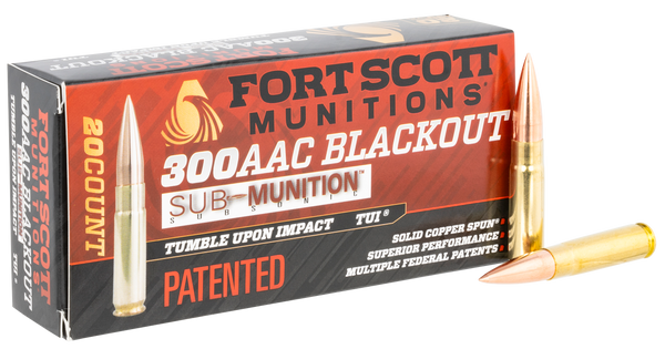 Fort Scott Munitions Tumble Upon Impact (tui), Fsm 300-190-scvss     300bo  190gr Subsonic  20/25 Fort Scott Munitions Tumble Upon Impact (tui), Fsm 300-190-scvss     300bo  190gr Subsonic  20/25