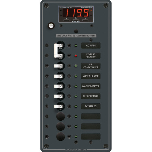 Blue Sea 8506 Breaker Panel - AC Main + 8 Positios (European) - White [8506]