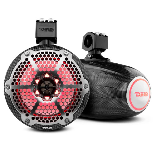 DS18 X Series HYDRO 8" Wakeboard Pod Tower Speaker w\/RGB LED Light - 425W - Black Carbon Fiber [CF-X8TP]