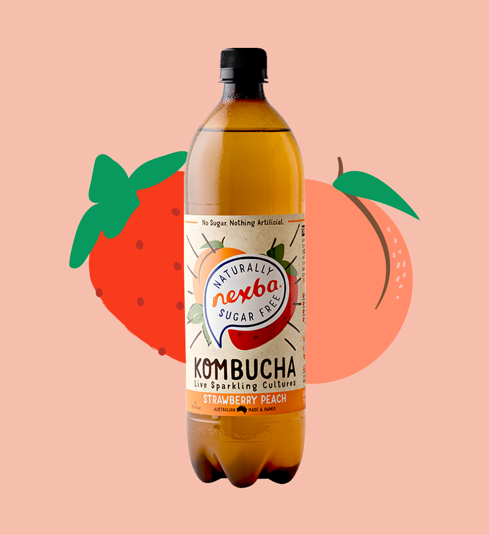 Strawberry & Peach Kombucha 1L